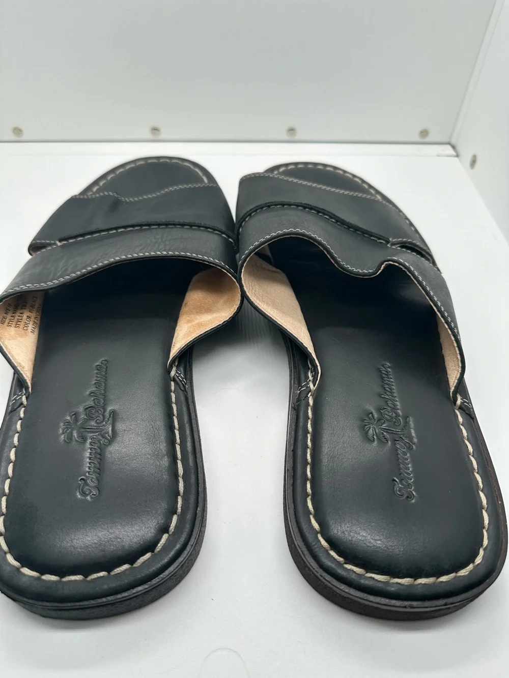 Tommy Bahama Vero Beach Men's Black Leather Sandals Size 10